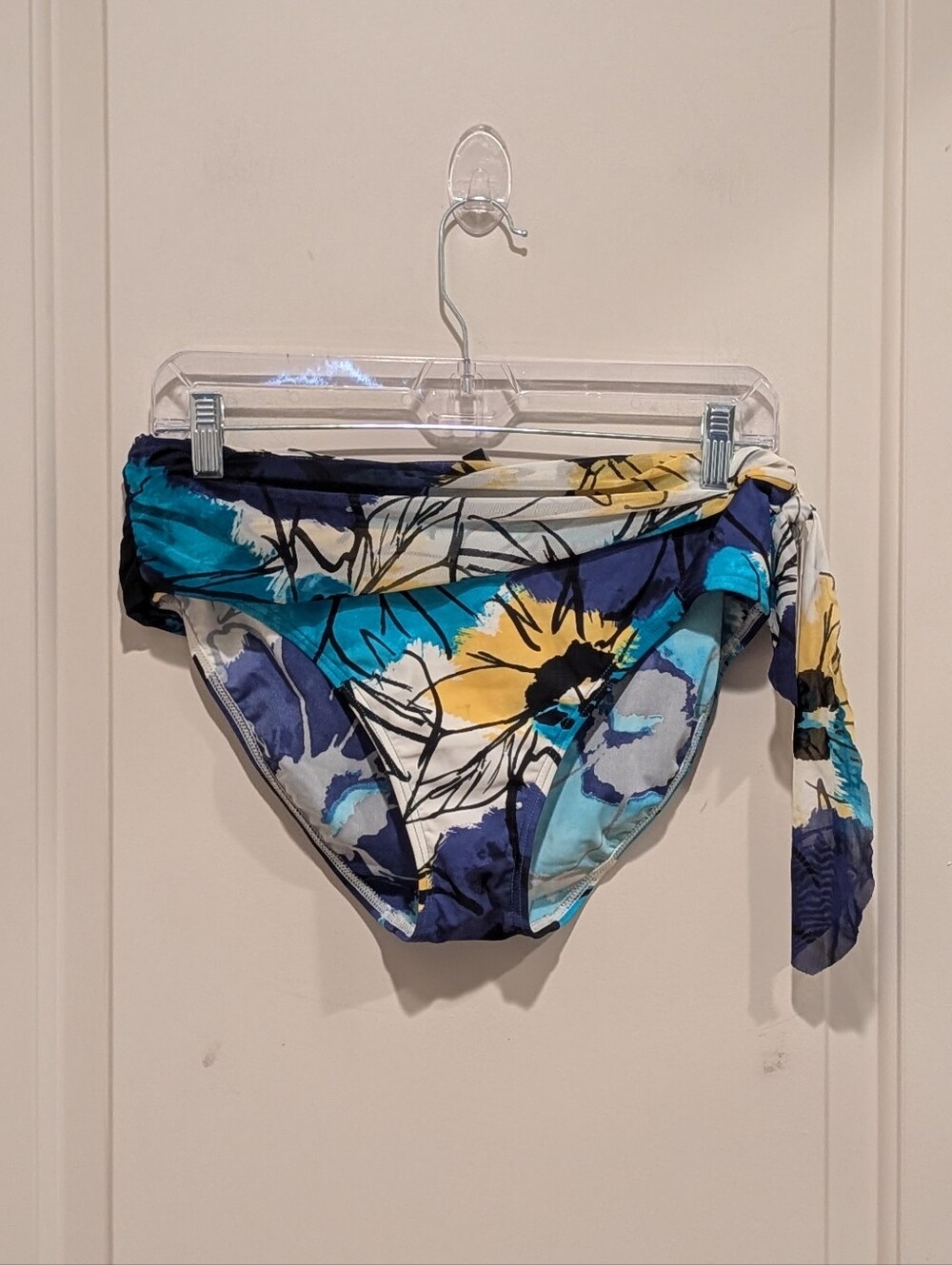 Women’s Floral Tie-Side Bikini Bottom in Blue & Yellow